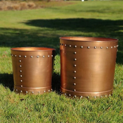 Good Directions Unique Large Riveted Copper Planter Set of 2