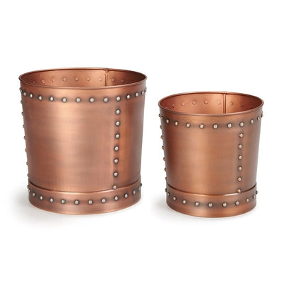 Good Directions Unique Large Riveted Copper Planter Set of 2