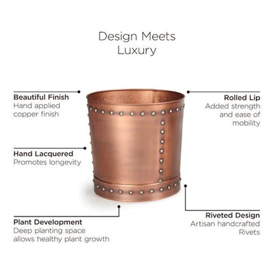 Good Directions Unique Large Riveted Copper Planter Set of 2