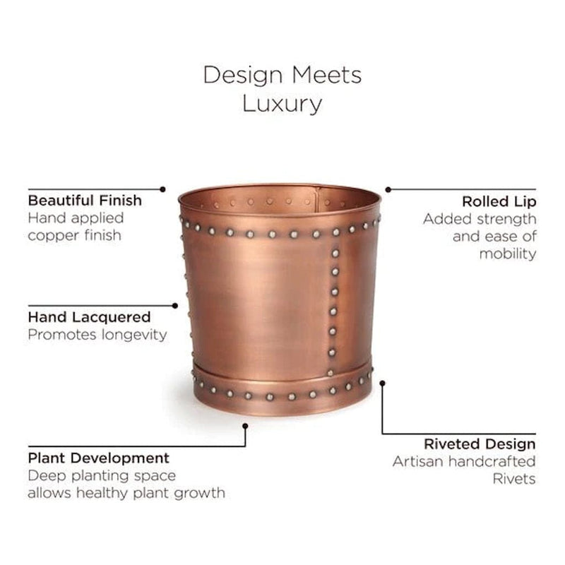 Good Directions Unique Large Riveted Copper Planter Set of 2