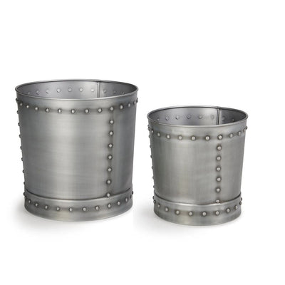 Good Directions Unique Large Riveted Zinc Planter Set of 2