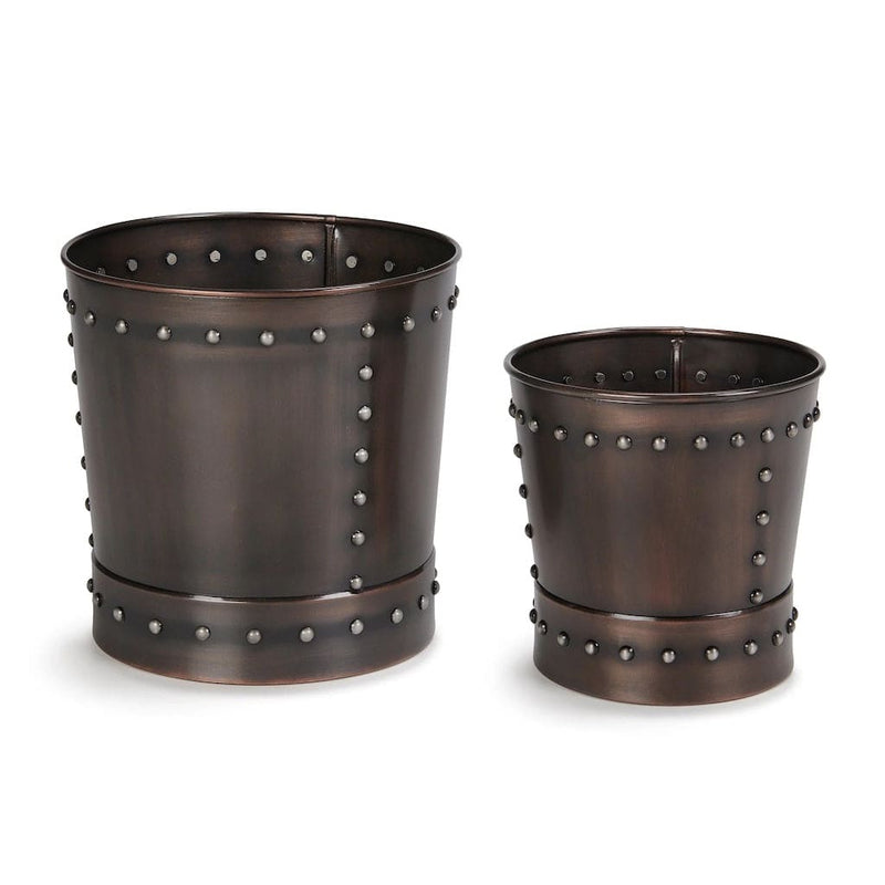 Good Directions Unique Medium Riveted Bronze Planter Set of 2