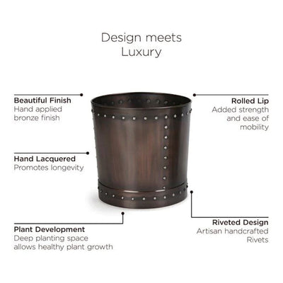 Good Directions Unique Medium Riveted Bronze Planter Set of 2