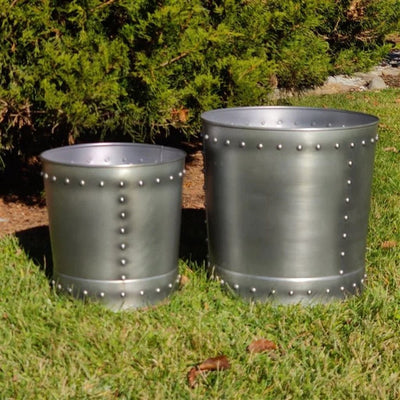 Good Directions Unique Medium Riveted Zinc Planter Set of 2