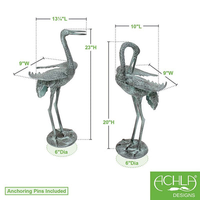 Preening Crane Garden Statue Pair by Achla Designs