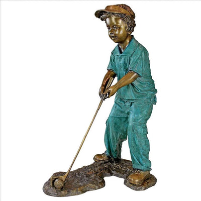 Gabe the Boy Golfer Cast Bronze Garden Statue by Design Toscano