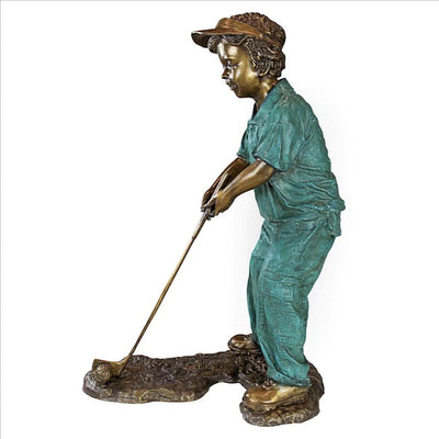 Gabe the Boy Golfer Cast Bronze Garden Statue by Design Toscano