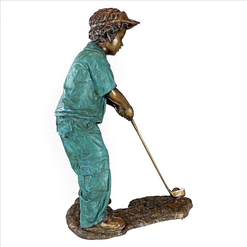 Gabe the Boy Golfer Cast Bronze Garden Statue by Design Toscano