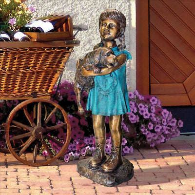 Can I Keep Him? Girl and Dog Cast Bronze Garden Statue by Design Toscano