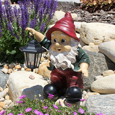 Edison with the Lighted Lantern Garden Gnome Statue by Design Toscano