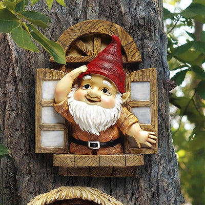 The Knothole Gnomes Garden Welcome Tree Sculpture by Design Toscano