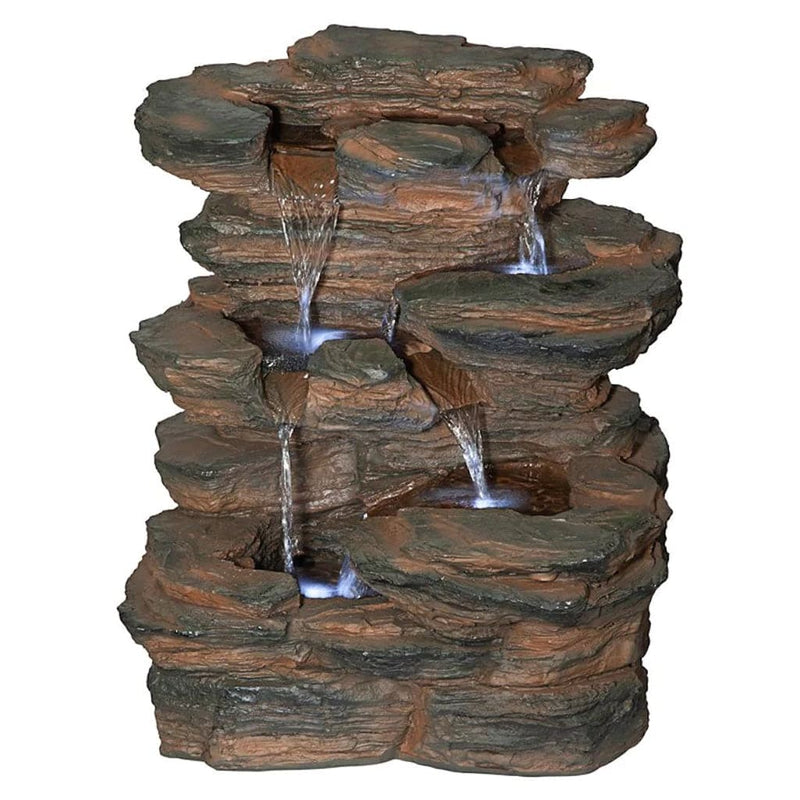 Ramrod Bluffs Cascading Waterfall Illuminated Tabletop Fountain by Design Toscano