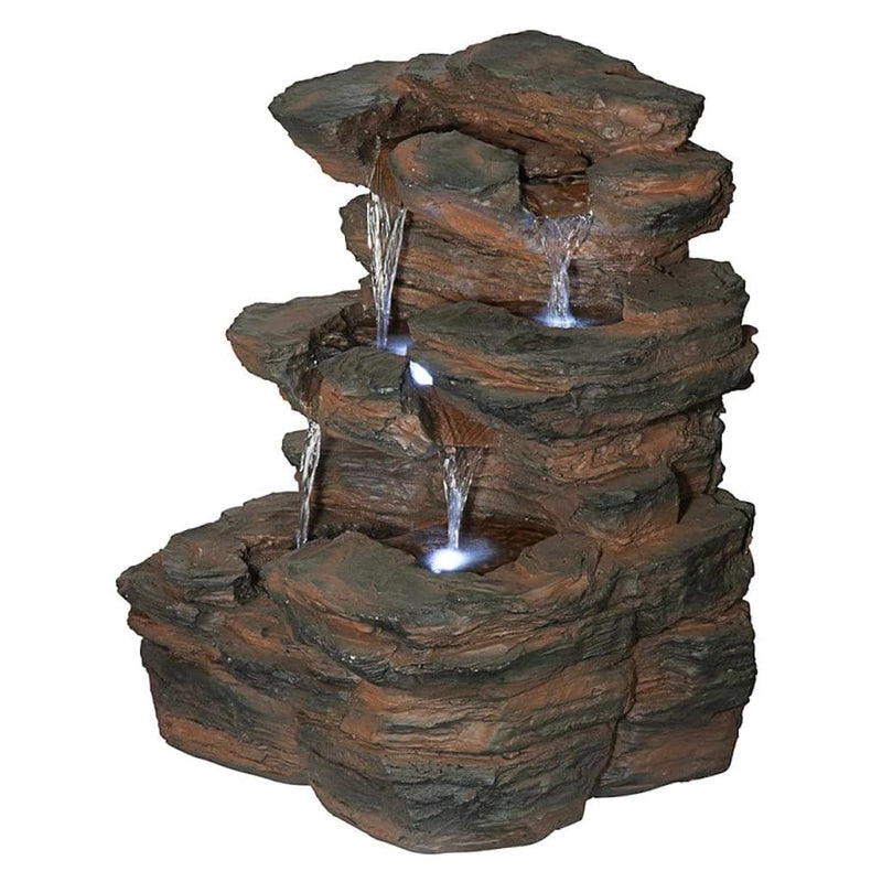 Ramrod Bluffs Cascading Waterfall Illuminated Tabletop Fountain by Design Toscano