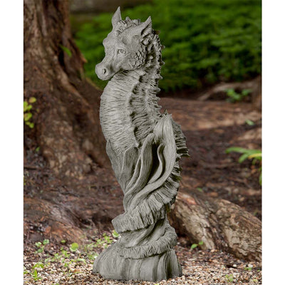 Campania International Sea Dragon stained in the Alpine Stone patina, the ideal color for this garden statue.
