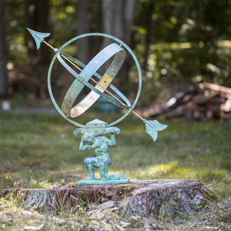 Good Directions 28 inch Verdigris Atlas Armillary Sundial with Brass Accents