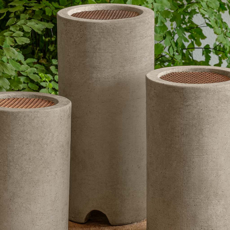 Campania International Fountain Tall Round Splash Guard, displayed in Greystone, a classic garden gray and a best-selling color.