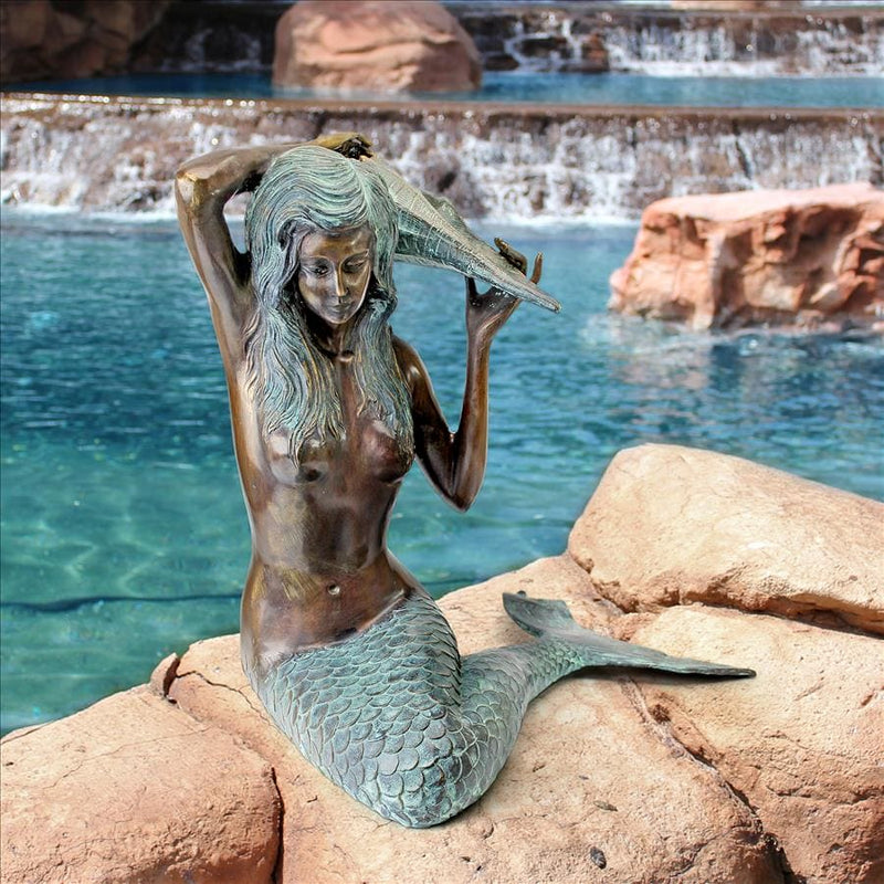 Mermaid of the Isle of Capri Piped Bronze Medium Garden Statue by Design Toscano