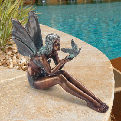 Bird Fairy Cast Bronze Garden Statue: Large by Design Toscano