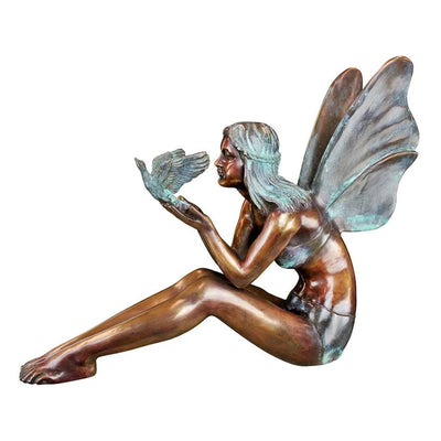 Bird Fairy Cast Bronze Garden Statue: Large by Design Toscano