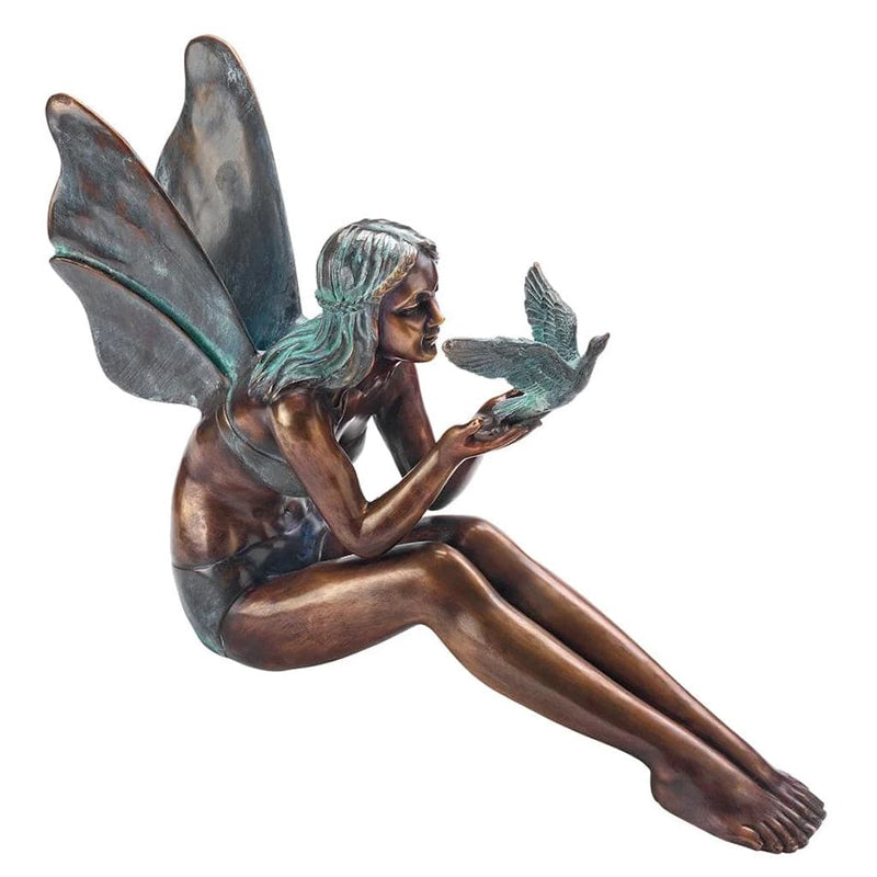 Bird Fairy Cast Bronze Garden Statue: Large by Design Toscano