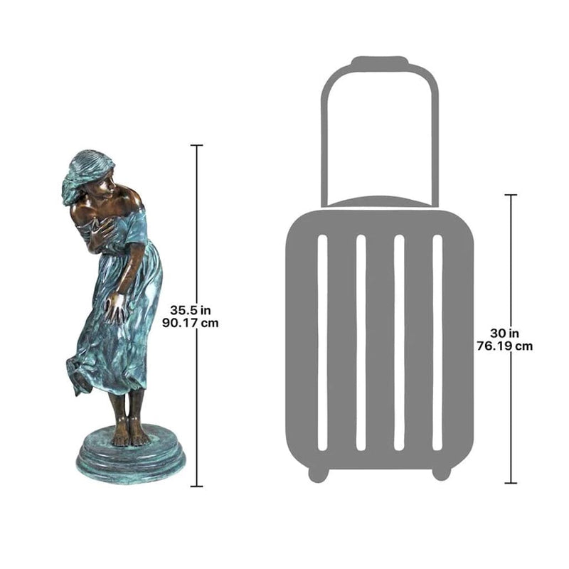 Windblown Maiden Cast Bronze Garden Statue by Design Toscano
