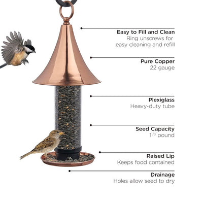 Good Directions Castella Turret-Inspired Pure Copper Bird Feeder