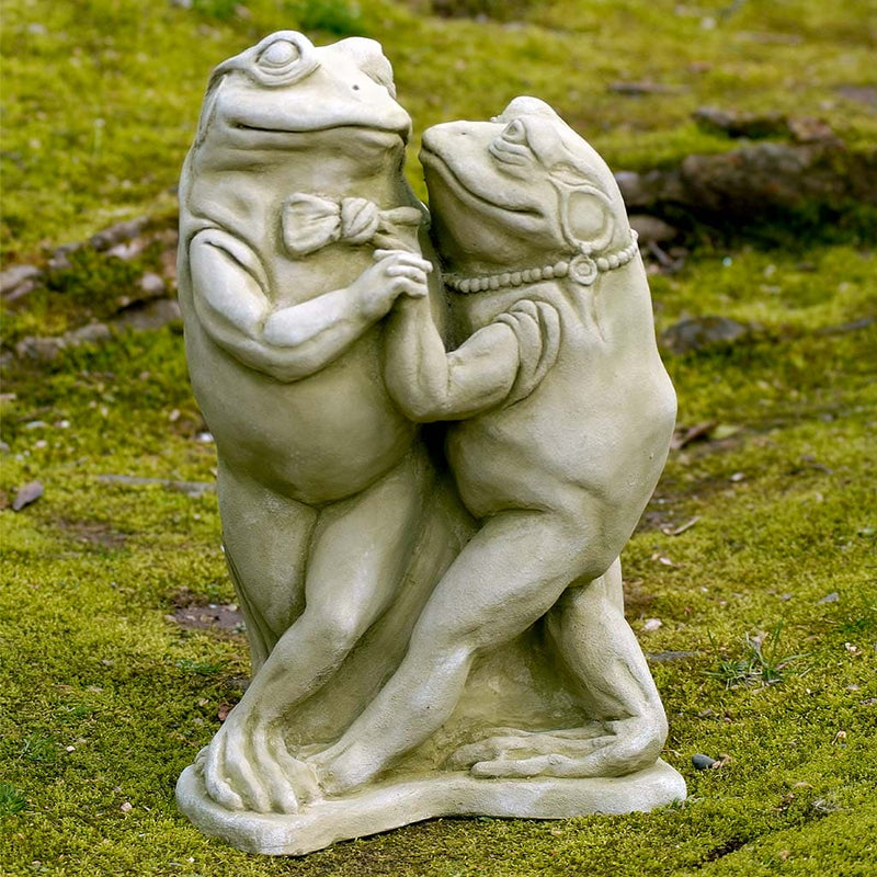 Campania International The Waltz stained in the English Moss patina, the ideal color for this garden statue.