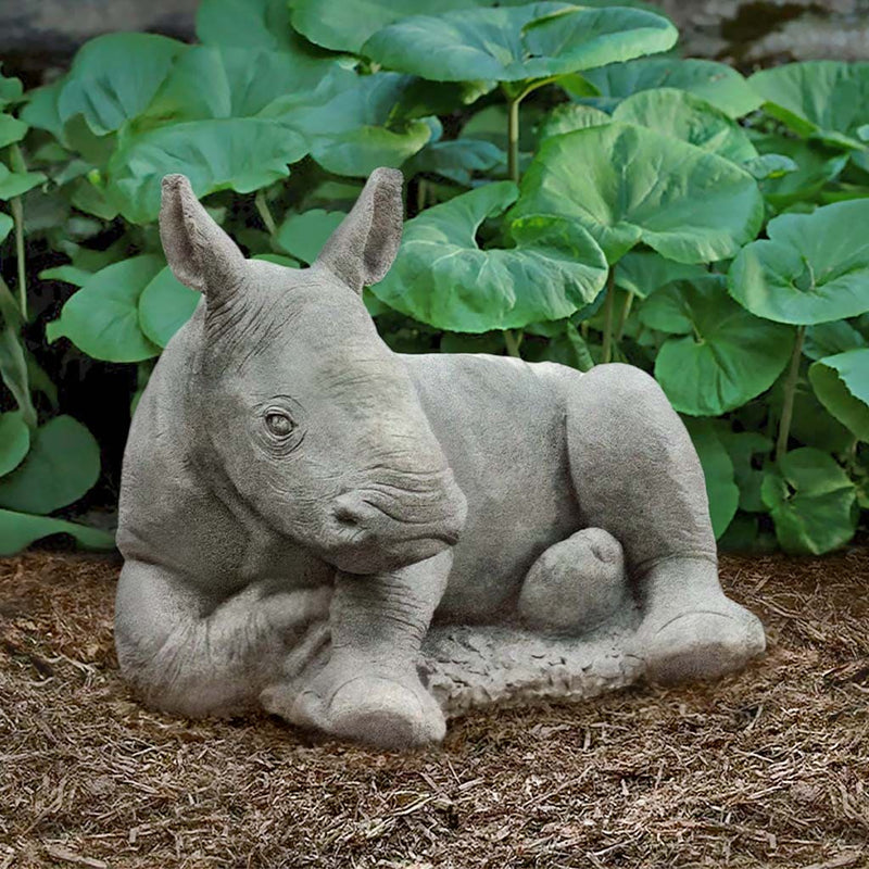 Campania International White Rhinoceros Calf Garden Statue | The Garden Gates