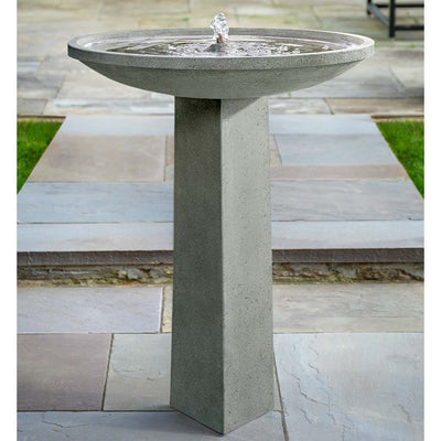 Campania International Spire Fountain  is stained in the Alpine Stone patina, showing off the details of the fountain.