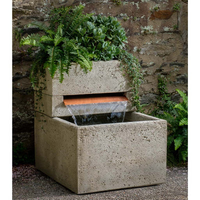 Campania International Oasis Fountain is hand-painted in the classic garden gray of Greystone.