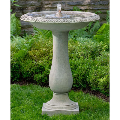Campania International Soane Fountain stained in Alpine Stone. A graceful fountain for a garden setting.