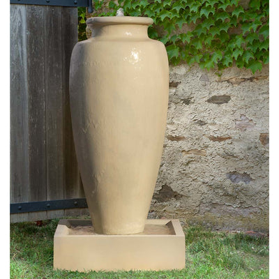 Campania International Bilbao Fountain is stained in the French Limestone color, a creamy white with ivory undertones.