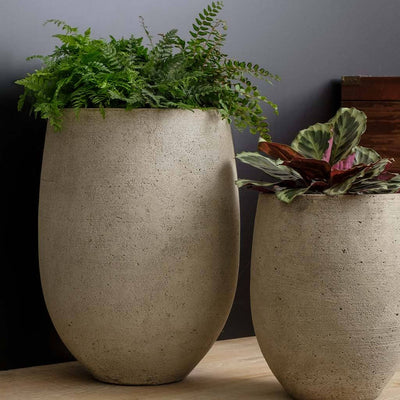 Campania International Bebel Tall Planter, shown in the Greystone color.