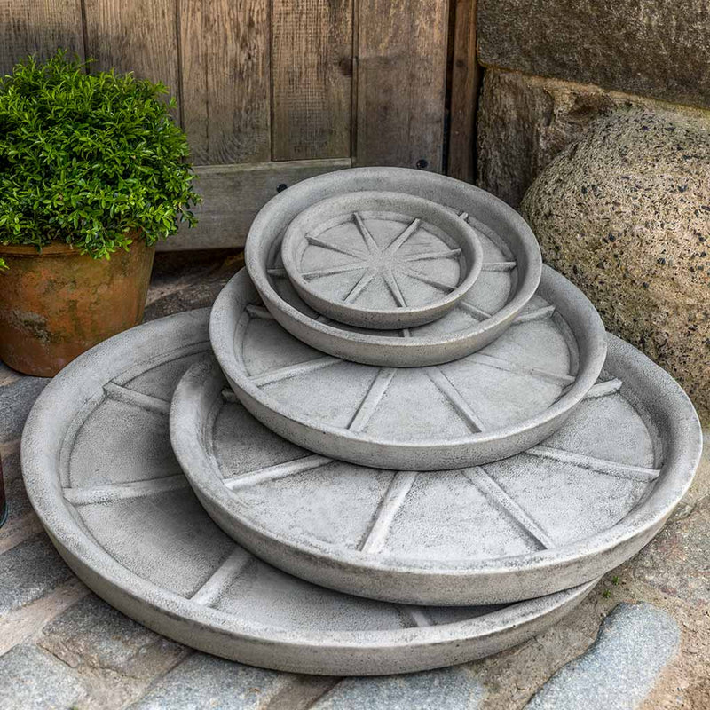 Campania International 14-inch Saucer, shown in the Alpine Stone color.