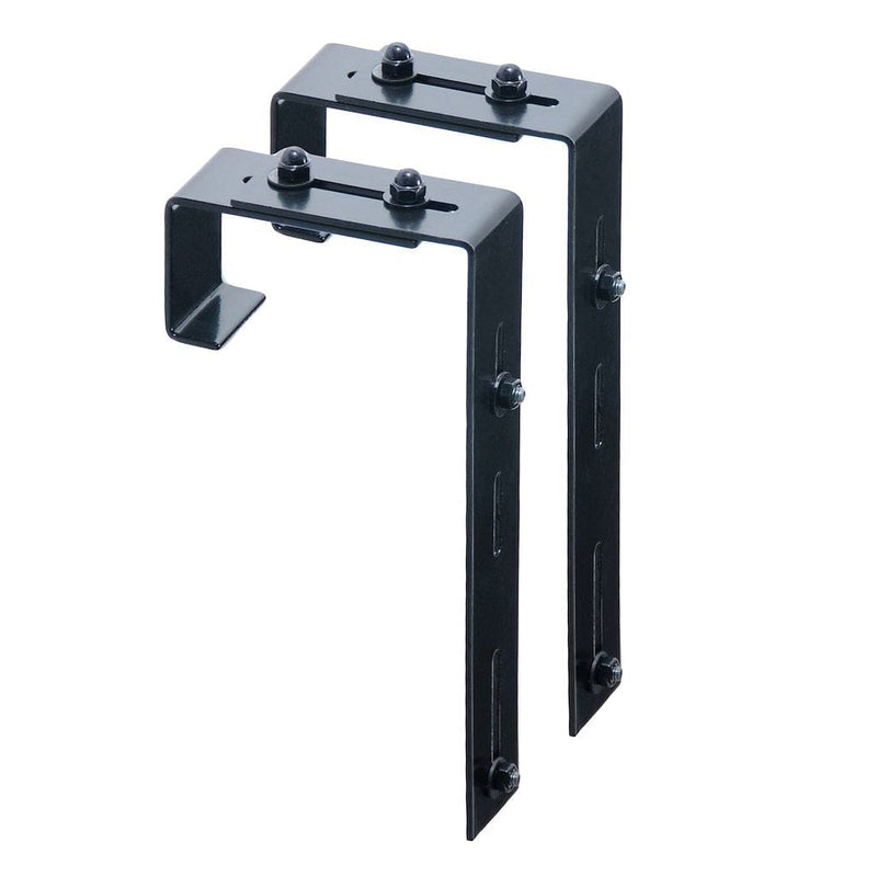 The Mayne Adjustable Deck Rail Bracket 2 pack detailed to show the shape and color clearly.