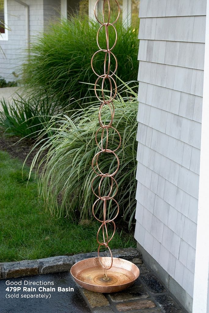 Good Directions Double Link Pure Copper 8.5 ft. Rain Chain with optional Chain Basin