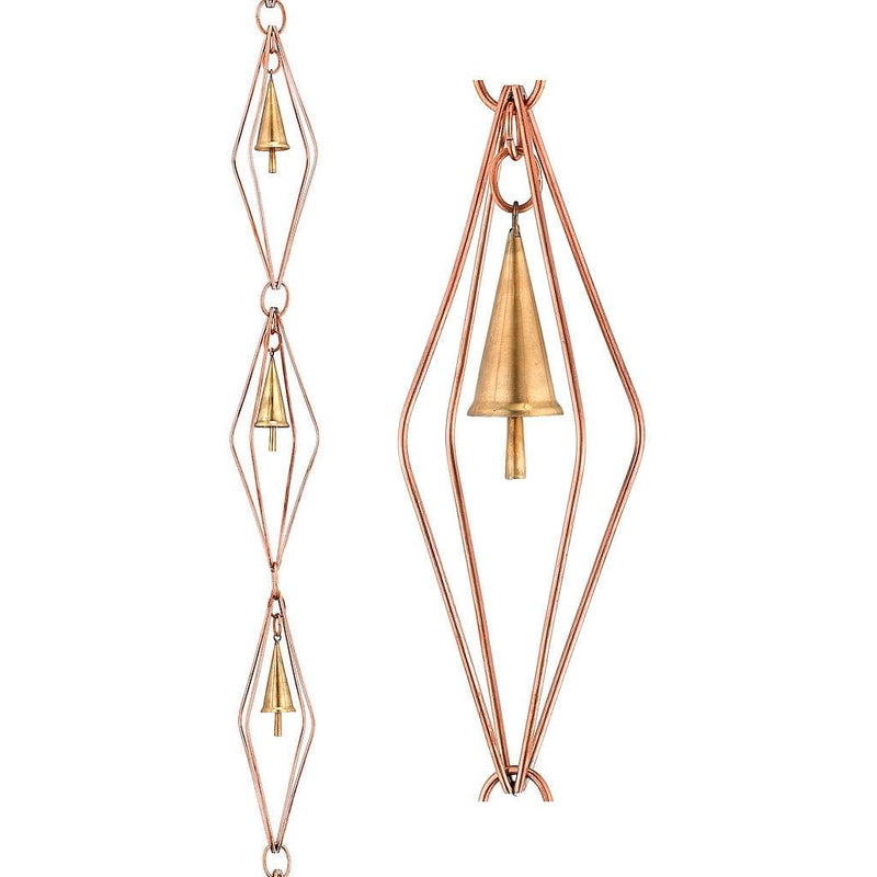 Good Directions Diamond Pure Copper 8.5 ft. Rain Chain with Bells