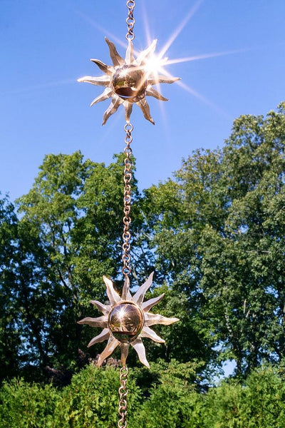 Good Directions Sun Pure Copper 8.5 ft. Rain Chain the sun capturing rays.
