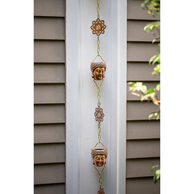 Good Directions Buddha Pure Copper 8.5 ft. Rain Chain pattern of the design.