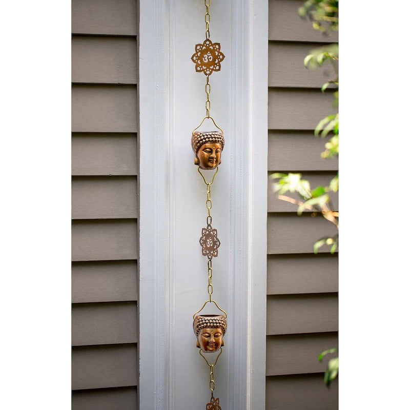 Good Directions Buddha Pure Copper 8.5 ft. Rain Chain pattern of the design.