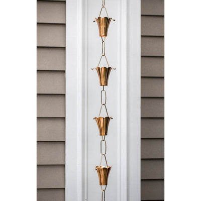 Good Directions Fluted Flower Pure Copper 8.5 ft. Rain Chain length of style and design.