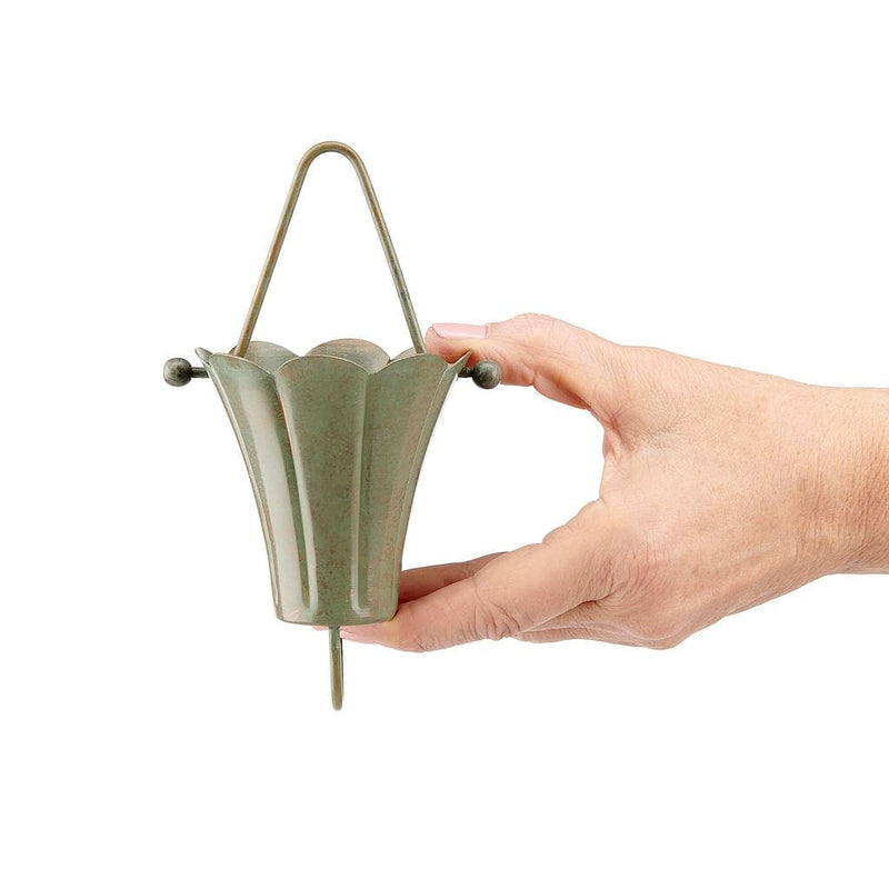Good Directions Fluted Flower Pure Blue Verde Copper 8.5 ft. Rain Chain silouette of the size.