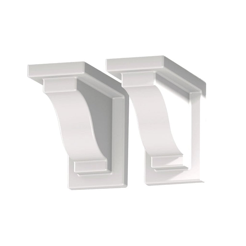 The Mayne Yorkshire Decorative Brackets, in the white finish, detailed to show the shape and color clearly.