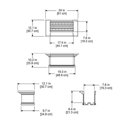 The Mayne Yorkshire 2ft Window Box measurement specifications, the length, width and height for installation purposes. 