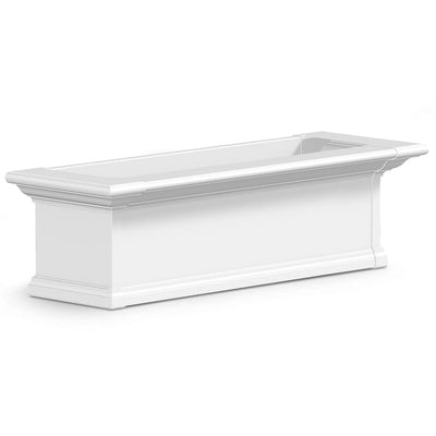 The Mayne Yorkshire 3ft Window Box, in the white finish, the unplanted planter detailed to show the shape and color clearly.
