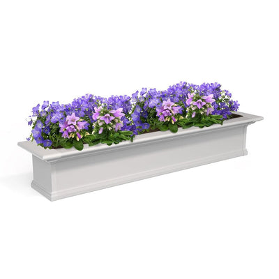 The Mayne Yorkshire 5ft Window Box, in the white finish, the unplanted planter detailed to show the shape and color clearly.