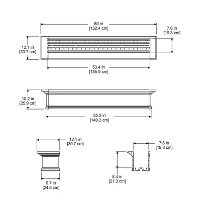 The Mayne Yorkshire 5ft Window Box measurement specifications, the length, width and height for installation purposes. 