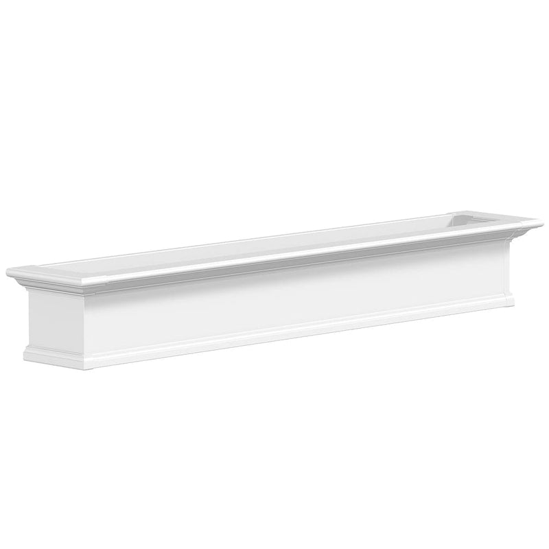 The Mayne Yorkshire 6ft Window Box, in the white finish, the unplanted planter detailed to show the shape and color clearly.