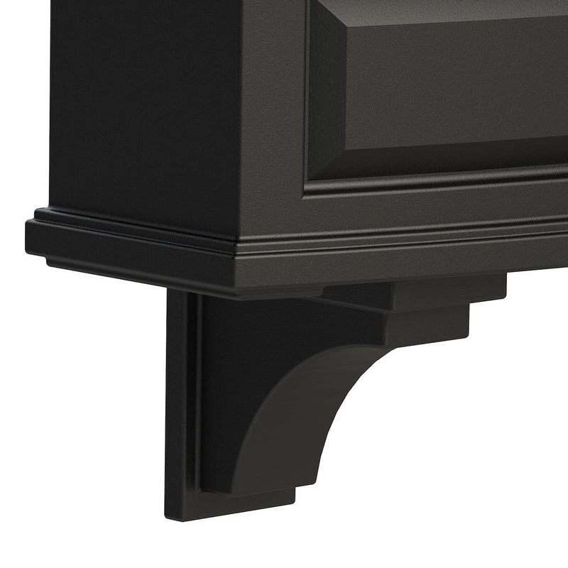 The Mayne Nantucket Decorative Brackets 2 pack, in the black finish, the unplanted planter detailed to show the shape and color clearly.