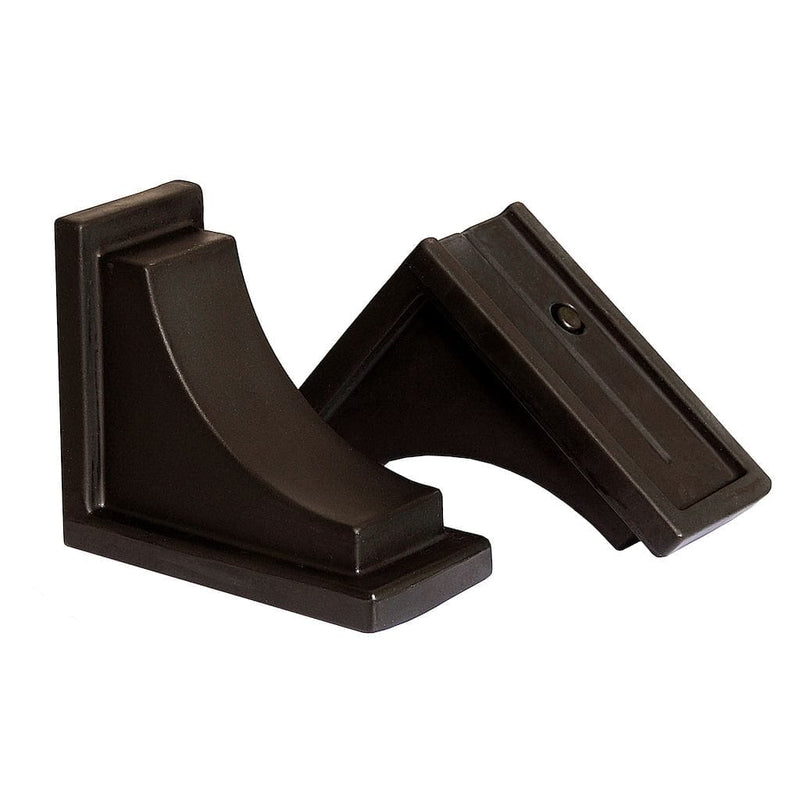 The Mayne Nantucket Decorative Brackets 2 pack, in the espresso finish, the unplanted planter detailed to show the shape and color clearly.